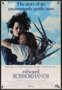 8m208 EDWARD SCISSORHANDS int'l 1sh '90 Tim Burton classic, scarred Johnny Depp & Winona Ryder!
