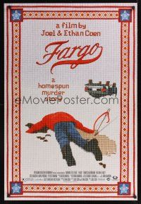 8m228 FARGO DS 1sh '96 a homespun murder story from the Coen Brothers, great artwork!