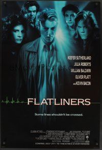 8m235 FLATLINERS int'l advance 1sh '90 Kiefer Sutherland, Julia Roberts, Kevin Bacon, Baldwin!