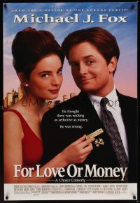 8m243 FOR LOVE OR MONEY DS 1sh '93 close-up of Michael J. Fox, Gabrielle Anwar!