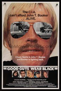 8m278 GOOD GUYS WEAR BLACK 1sh '77 tough Chuck Norris in cool shades is fighting back!