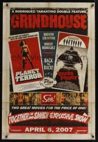 8m287 GRINDHOUSE advance DS 1sh '07 Rodriguez & Tarantino, Planet Terror & Death Proof!