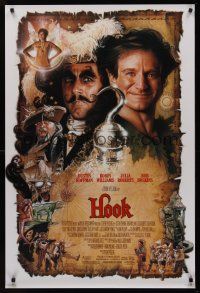 8m310 HOOK DS 1sh '91 artwork of pirate Dustin Hoffman & Robin Williams by Drew Struzan!