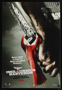 8m335 INGLOURIOUS BASTERDS teaser DS 1sh '09 Quentin Tarantino, cool image of knife through flag!
