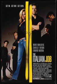 8m352 ITALIAN JOB advance DS 1sh '03 Mark Wahlberg, sexy full-length Charlize Theron!