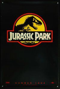 8m368 JURASSIC PARK teaser yellow 1sh '93 Steven Spielberg, re-creating dinosaurs!