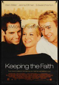 8m371 KEEPING THE FAITH int'l DS 1sh '00 Ben Stiller, Edward Norton, Jenna Elfman!