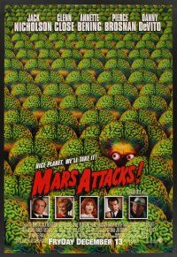 8m435 MARS ATTACKS! advance 1sh '96 directed by Tim Burton, great image of many alien brains!