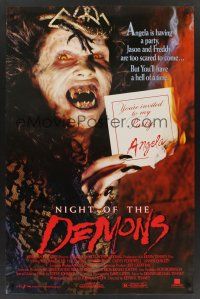 8m492 NIGHT OF THE DEMONS 1sh '88 Jason & Freddy are scared, you'll have a hell of a time!