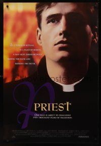 8m534 PRIEST arthouse 1sh '95 Antonia Bird, Linus Roache, religious thriller!
