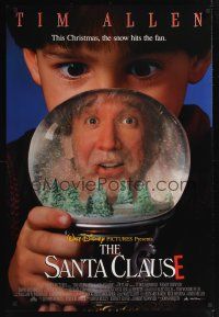 8m571 SANTA CLAUSE lenticular DS 1sh '94 Disney, jolly Tim Allen in snow globe!