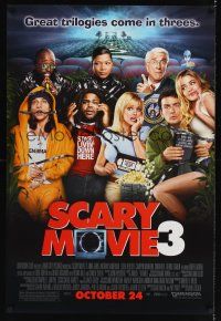 8m575 SCARY MOVIE 3 advance DS 1sh '03 wacky image of Anna Faris, Leslie Nielson, Charlie Sheen!