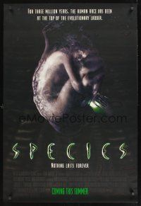 8m620 SPECIES advance DS 1sh '95 creepy artwork of alien Natasha Henstridge in embryo sac!