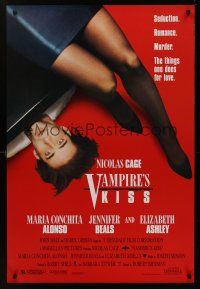 8m730 VAMPIRE'S KISS 1sh '88 wacky image of young Nicolas Cage!