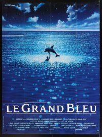 8p288 BIG BLUE French 1p '88 Luc Besson's Le Grand Bleu, cool image of dolphin in ocean!