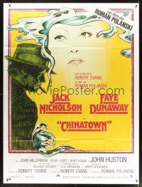 8p304 CHINATOWN French 1p R70s art of Jack Nicholson & Faye Dunaway by Jim Pearsall, Polanski!