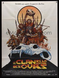 8p308 CLAN OF THE CAVE BEAR French 1p '86 cool different caveman artwork by Druillet!