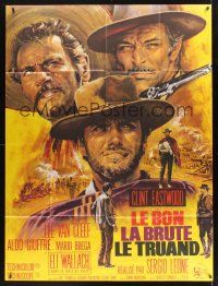 8p329 GOOD, THE BAD & THE UGLY French 1p R70s Clint Eastwood, Van Cleef, Leone, cool Mascii art!