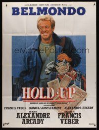 8p334 HOLD-UP French 1p '85 art of Jean-Paul Belmondo with money in his golf bag by Michel Jouin!