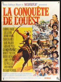 8p337 HOW THE WEST WAS WON French 1p R70s John Ford epic, Debbie Reynolds, Gregory Peck, cool art!