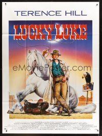 8p377 LUCKY LUKE French 1p '91 cool Casaro artwork of Terence Hill in the title role!