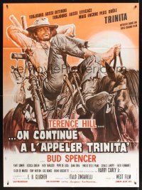 8p460 TRINITY IS STILL MY NAME French 1p '72 wacky art of cowboy Terence Hill relaxing on horse!