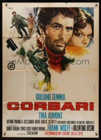 8p031 CORBARI Italian 1p '70 art of Giuliano Gemma as Silvio & Tina Aumont by Renato Casaro!