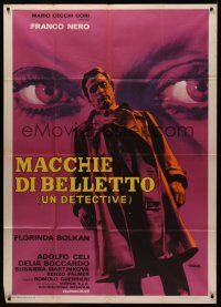 8p039 DETECTIVE BELLI Italian 1p '69 cool art of cop Franco Nero by Giuliano Nistri!
