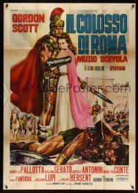8p060 HERO OF ROME Italian 1p '64 full-length art of gladiator Gordon Scott by Renato Casaro!