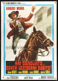 8p078 KILL THE POKER PLAYER Italian 1p '72 Robert Wood, cool spaghetti western art by Piovano!