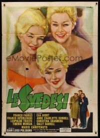 8p083 LE SVEDESI Italian 1p '60 artwork of three Swedish blondes by Averardo Ciriello!