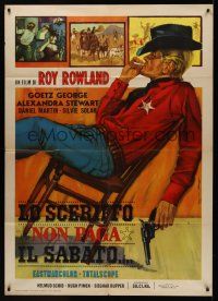 8p091 MAN CALLED GRINGO Italian 1p '65 cool artwork of sheriff Goetz George smoking in chair!