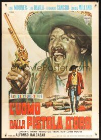 8p095 MAN WITH THE GOLDEN PISTOL Italian 1p '66 cool spaghetti western art by Renato Casaro!