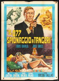 8p046 ESPIONAGE IN TANGIER Italian 1p '65 cool spy artwork by Rodolfo Gasparri!