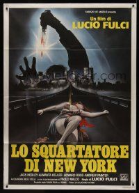 8p109 NEW YORK RIPPER Italian 1p '82 Lucio Fulci, cool art of killer & dead female victim!