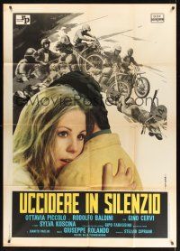 8p163 TO KILL IN SILENCE Italian 1p '72 art of biker gang terrorizing by Enrico De Seta!