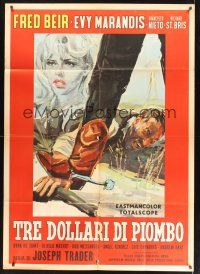 8p166 TRES DOLARES DE PLOMO Italian 1p '65 cool spaghetti western artwork!