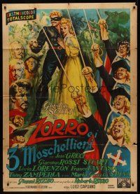 8p187 ZORRO & THE 3 MUSKETEERS Italian 1p '64 cool artwork of the classic swashbucklers together!