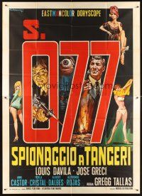 8p205 ESPIONAGE IN TANGIER Italian 2p '65 Marc Mato, agente S. 077, great sexy spy artwork!