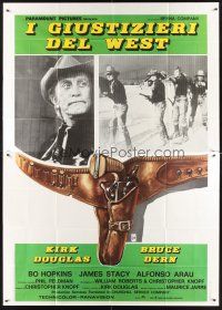 8p241 POSSE Italian 2p '75 cowboy Kirk Douglas, cool different gunbelt art by Aller!