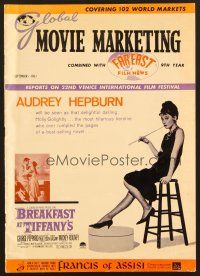 8r040 GLOBAL MOVIE MARKETING exhibitor magazine '61 Audrey Hepburn from Breakfast at Tiffany's!