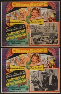 8r113 HOW TO MARRY A MILLIONAIRE 4 Mexican LCs '53 great images of Marilyn Monroe, Grable & Bacall!