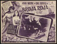 8r164 WAKE OF THE RED WITCH Mexican LC '49 border art of barechested John Wayne & Gail Russell!