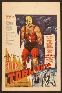 8r056 EL SENOR TORMENTA Mexican poster '63 Julio Aldama in Mexican luchador masked wrestler action