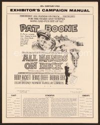 8r178 ALL HANDS ON DECK pressbook '61 Navy Captain Pat Boone, sexy Barbara Eden!