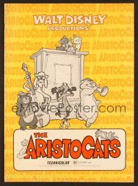 8r187 ARISTOCATS pressbook '71 Walt Disney feline jazz musical cartoon!