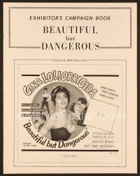 8r194 BEAUTIFUL BUT DANGEROUS pressbook '57 sexy Gina Lollobrigida, Vittorio Gassman!