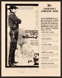 8r216 BRAVADOS pressbook '58 full-length cowboy Gregory Peck with gun & sexy Joan Collins!