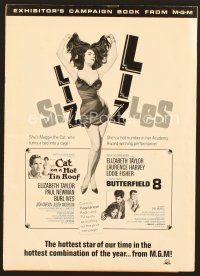 8r229 CAT ON A HOT TIN ROOF/BUTTERFIELD 8 pressbook '66 super sexy Elizabeth Taylor in nightie!