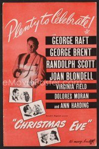 8r236 CHRISTMAS EVE pressbook '47 George Raft w/gun, George Brent, Randolph Scott, Joan Blondell!